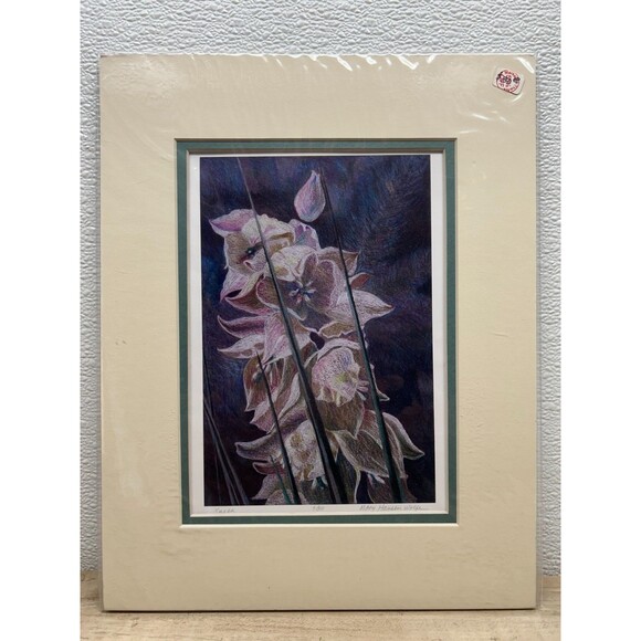 Vtg Fine Art Litho Print "Yucca Flowers" Signed By Mary Hansen Wolfe - Picture 1 of 10